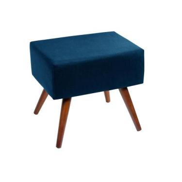 Imagem de Banqueta Puf P/ Penteadeira Azul Decorativo Pés Palito - OUTLET SHOP S