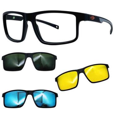 Imagem de Oculos Mormaii Swap 5 6127 APJ Preto Fosco Com 3 Clipons, G15, Azul, N