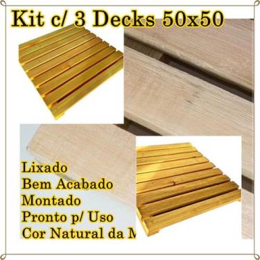 Imagem de Base de Madeira Decks Modular Jardim Decoração 3 Pçs 50x50 - Art & Lar