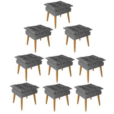 Imagem de Kit 09 Puff Puf Banqueta Opala Para Quarto Sala Recepção Suede Cinza -