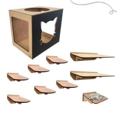 Imagem de Kit Playground Para Gatos Frente Gato - DGP STORE, Preto