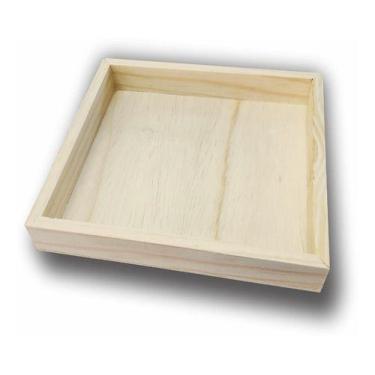 Imagem de Bandeja Multiuso De Madeira de Pinus 25x25x3 - Dema Madeiras
