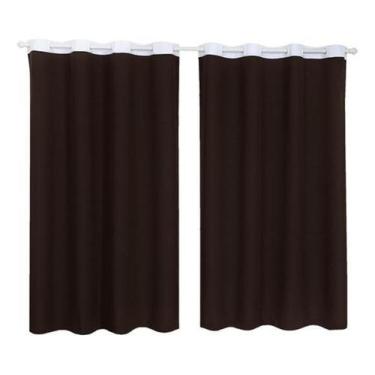 Imagem de Cortina Tecido Oxford Faixa Branco 1,80M X 2,80M - Marrom - Campari