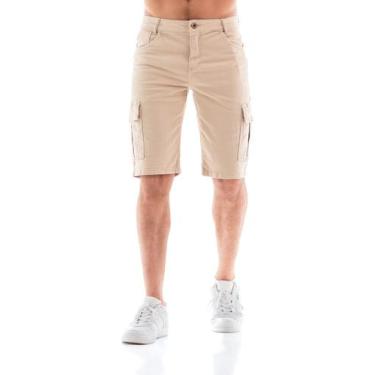 Imagem de Bermuda Collor Masculina Arauto Confort Cargo - Arauto Jeans, Bege, 38