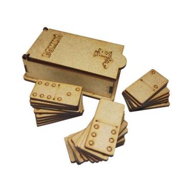 Imagem de Mini Jogo de Dominó 6x10,5x3,3 Mdf Madeira Laser - ATACADÃO DO ARTESAN