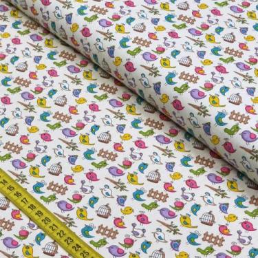 Imagem de Tecido Estampado para Patchwork - Fofurices: Mini Birds Creme (0,50x1,