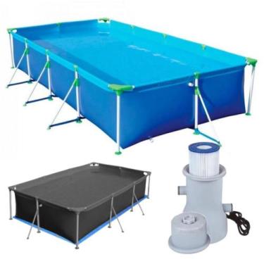 Imagem de Kit Piscina Retangular 6200 Litros Premium + Forro + Bomba 3.600L/H