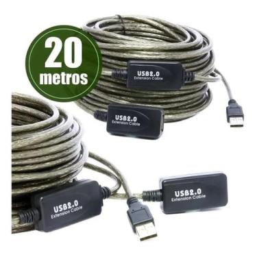 Imagem de Cabo Extensor Usb 2.0 Amplificado Com 20 Metros - BR-Tech