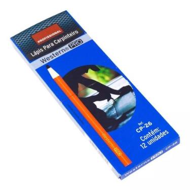 Imagem de Kit 12 Lápis Para Carpinteiro Marceneiro 17,5cm Profissional - Western