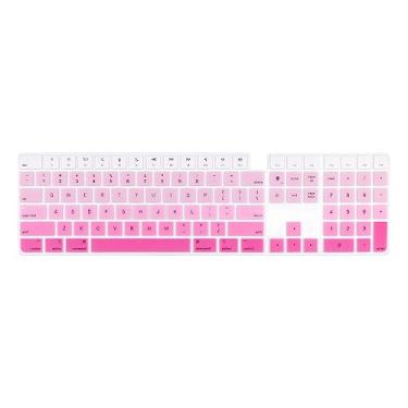 Imagem de Capa de silicone para teclado Magic Keyboard com Touch ID e teclado numérico modelo A2520 (para Mac Sudio 2023 2022 e para iMac 24 polegadas M1 chip 2022 2021) protetor de película antipoeira (rosa)
