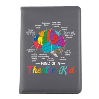 Imagem de VAMSII Caderno de couro para presente de teatro musical, presente musical para amantes da mente de um teatro, diário de cérebro infantil para nerd de teatro (bege)