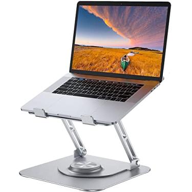 Imagem de Suporte de laptop para suporte ajustável de mesa com base giratória de 360° Ergonômico para laptop para trabalho colaborativo, suportes dobráveis e portáteis
