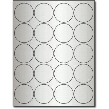 Imagem de Etiquetas redondas de folha prateada de 5 cm para impressoras a laser - 10 folhas/200 etiquetas