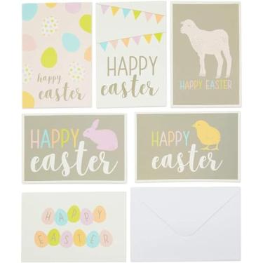 Imagem de Cartões de felicitações em branco Happy Easter com envelopes, 6 designs (10 x 15 cm), pacote com 36