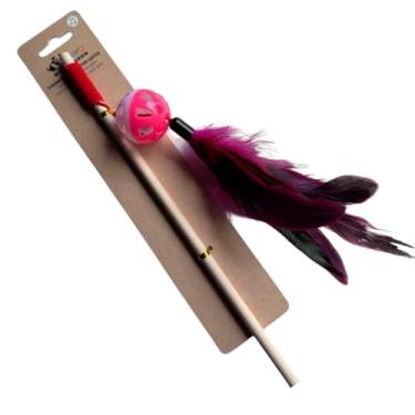 Imagem de Varinha Pena Gato Brinquedo Vara Divertida Cor Pluma (Vermelho)