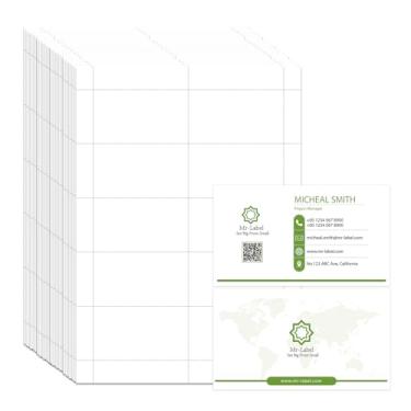 Imagem de Mr-Label 250 cartões de visita imprimíveis 8,9 cm x 5 cm, impressão colorida de grau fotográfico, cartolina de papel para jato de tinta dupla face microperfurada pesada de 240 g/m²