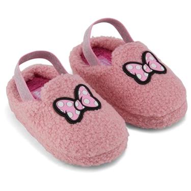 Imagem de Disney Chinelos femininos Minnie Mouse – Chinelos clássicos de pelúcia 3D Minnie e Mickey Mouse – Chinelos Minnie House, rosa, 7-8