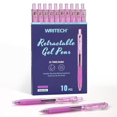 Imagem de WRITECH Canetas de tinta de gel retráteis: caneta colorida de tinta vermelha de ponta média de 0,7 mm para diário, escrita suave, ponta fina, tinta de secagem rápida, conjunto sem sangramento, 10
