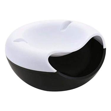 Imagem de Organizador de Placa de Caixa de Armazenamento de Lanche de Camada Dupla Com Suporte de Telefone para Frutas de Lanches (Preto e branco)