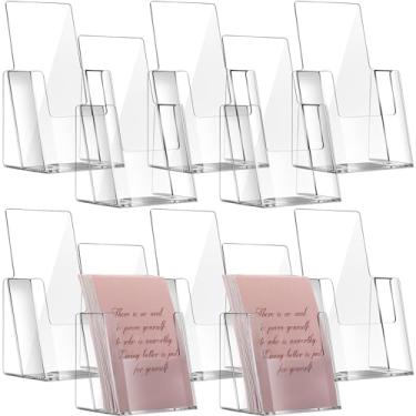 Imagem de Yookeer 10 porta-panfletos de acrílico, 10 peças, suporte de panfleto com três dobras, de plástico, organizador de bancada, panfleto, suporte de exibição para revistas, folhetos, diários, cardápios,