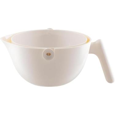 Imagem de Cesta de lavagem de dupla camada multifuncional com alça Cesta de lavagem Lavadora de louça Tigela de lavagem segura para uso na cozinha (Branco)