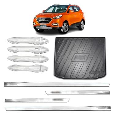 Imagem de Kit para Adaptável Para IX35 2010 2011 2012 2013 2014 2015 2016 2017 2018 2019 2020 2021 2022 Aplique Maçaneta 4 Portas Protetor de Porta-Malas Friso Lateral da Porta Inferior Slim.
