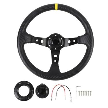 Imagem de Volante de Carro de 14 Polegadas e 350 Mm, Raios de Alumínio, Prato Profundo, Esportes, Drift, Jogo de Corrida, Volante Com Botão de Buzina para Adaptador de Cubo de 6 Furos