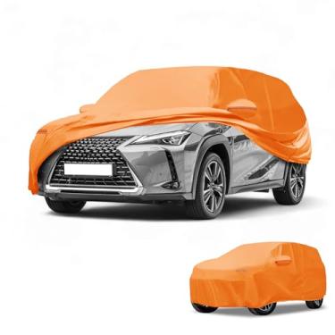 Imagem de Partuto Capa de carro à prova d'água para todos os climas, automotiva, externa, anti-UV, proteção contra chuva e sol, cobertura externa completa para Lexus UX filme de alumínio algodão laranja com