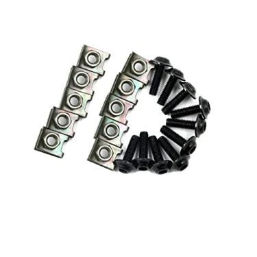 Imagem de Alpha Rider - 10 Peças: parafusos M6 de 6 mm com clipes de ajuste universal para motocicletas e scooters (Preto)