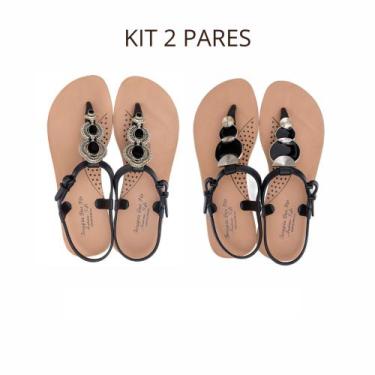 Imagem de Kit 2 Pares Sandalia Feminina Confortavel Ortopédica Terapia dos Pés, 