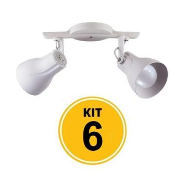 Imagem de Kit 6 Spot Trilho Octa Plus Branco 2 Lâmpadas Pronto para Instalar Biv