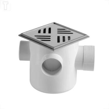 Imagem de Caixa sifonada astra 100x100x50 completa grelha aluminio quadrada 