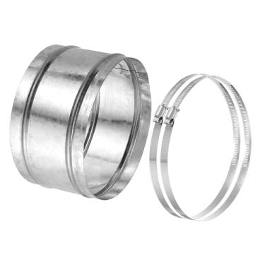 Imagem de PATIKIL Conector de duto de 18 cm, 1 conjunto de acoplamento de duto de ferro galvanizado acoplador de ventilação secador conector de extensão de mangueira de acoplamento de tubo com braçadeiras de