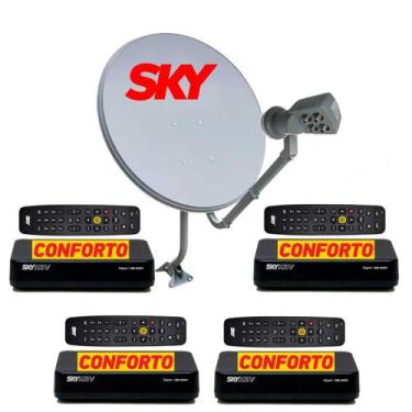 Imagem de Antena SKY PRE PAGO CONFORTO HD para 04 pontos de TV