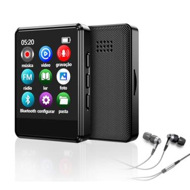 Imagem de MP3 MP4 Player Bluetooth 5.3 Música Digital Portátil Mp3 Player Bluetooth com Alto-falante Rádio FM Som sem Perdas HiFi Suporte TF Card de Até 128 GB Preto(APE/MP3/WMA/WAV)