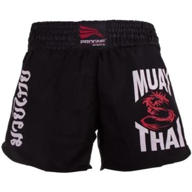 Imagem de Short Muay Thai Feminino Progne Sports Preto Calção P/ Luta, GG
