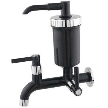 Imagem de Torneira Filtro Água Ecológico Parede Bica Reta 1060 - Preto - Bruno A