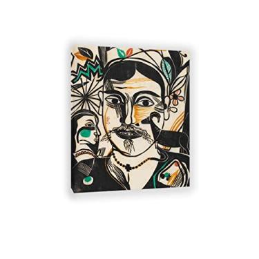 Imagem de Reprodução de pinturas famosas de Heinrich Campendonk emoldurada em tela. O pastor, impressões em tela Giclee de 1920 polegadas. Imagens de arte abstrata em tela arte de parede para decoração de casa