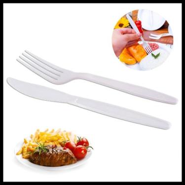 Imagem de Garfo E Faca Kit 25 Talher bDescartável Pra Festa Aniversario eventos 