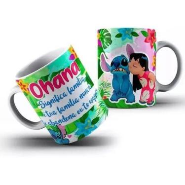 Imagem de Caneca Lilo e Stitch - Ohana, Frase Família - Presente Especial para T