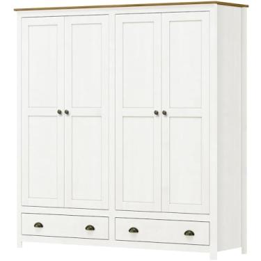 Imagem de Guarda Roupa 4P 2G Madeira Maciça 176 cm 9105 Branco Freijo Milani Store