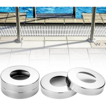 Imagem de 4 peças de placas de proteção de escada de piscina de 5 cm, anéis de escada de piscina de aço inoxidável 304, serve para tubos de diâmetro interno de 4,8 cm para corrimão de piscina, capas de escadas