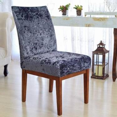 Imagem de Kit 8 Capa Cadeira Mesa Sala Jantar Veludo Exclusiva Chumbo - Charme d