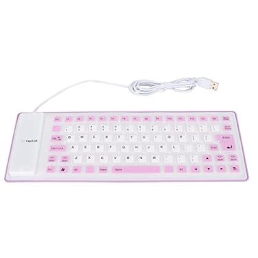 Imagem de Teclado de silicone macio portátil, teclado flexível dobrável, teclado macio silencioso para pc notebook (Violeta)