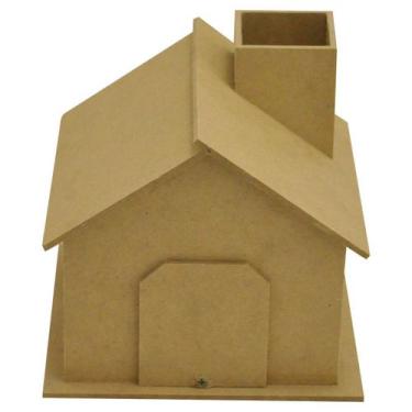 Imagem de Casinha Porta Moeda Cofre 14x14x12cm Mdf Madeira - ATACADÃO DO ARTESAN