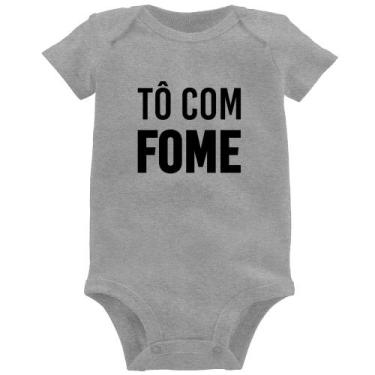 Imagem de Body Bebê Tô com fome - Foca na Moda, Cinza, M