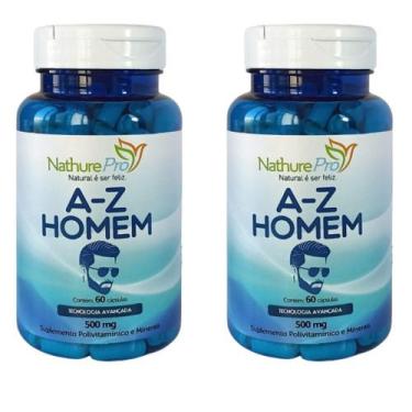 Imagem de Kit 2 Multivitaminico A-Z Homem 60 Cápsulas 500mg - NathurePro