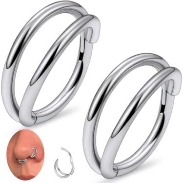 Imagem de Uzgtvy 20G 18G 16G Anéis de nariz de titânio argolas G23 anéis de nariz articulados septo clicker helix daith torre cartilagem tragus brincos segmento anel lábio piercing joias para mulheres homens 8