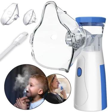 Imagem de Inalador Nebulizador Silencioso Portátil com 2 Máscaras P/ Adulto Cria