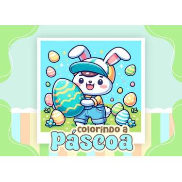 Imagem de Livro Bloco Colorir Páscoa menino holográfica capa dura 50 Desenhos pa